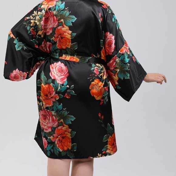 Peony Floral Silky Satin Robe Wedding Bridal Party Bride Bridesmaid Robes for Wo - Picture 4 of 6